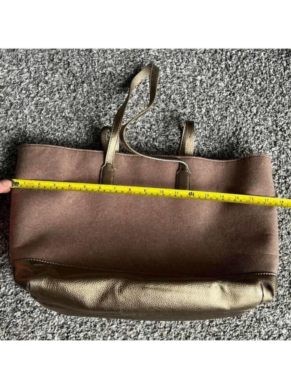 Tory Burch Emma Wool & Gold Leather Tote Bag Luxury Business Chic Office Classy